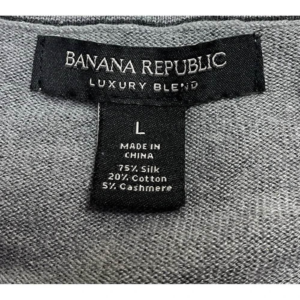 Banana Republic Mens Gray Long Sleeve Pullover Cardigan Sweater Size L